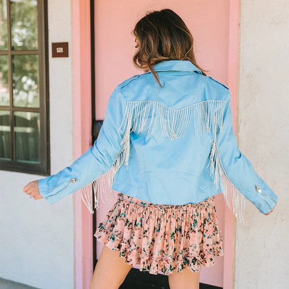 Buddy Love Rife Blue Rhinestone Fringe Jacket - Picture 4 of 5
